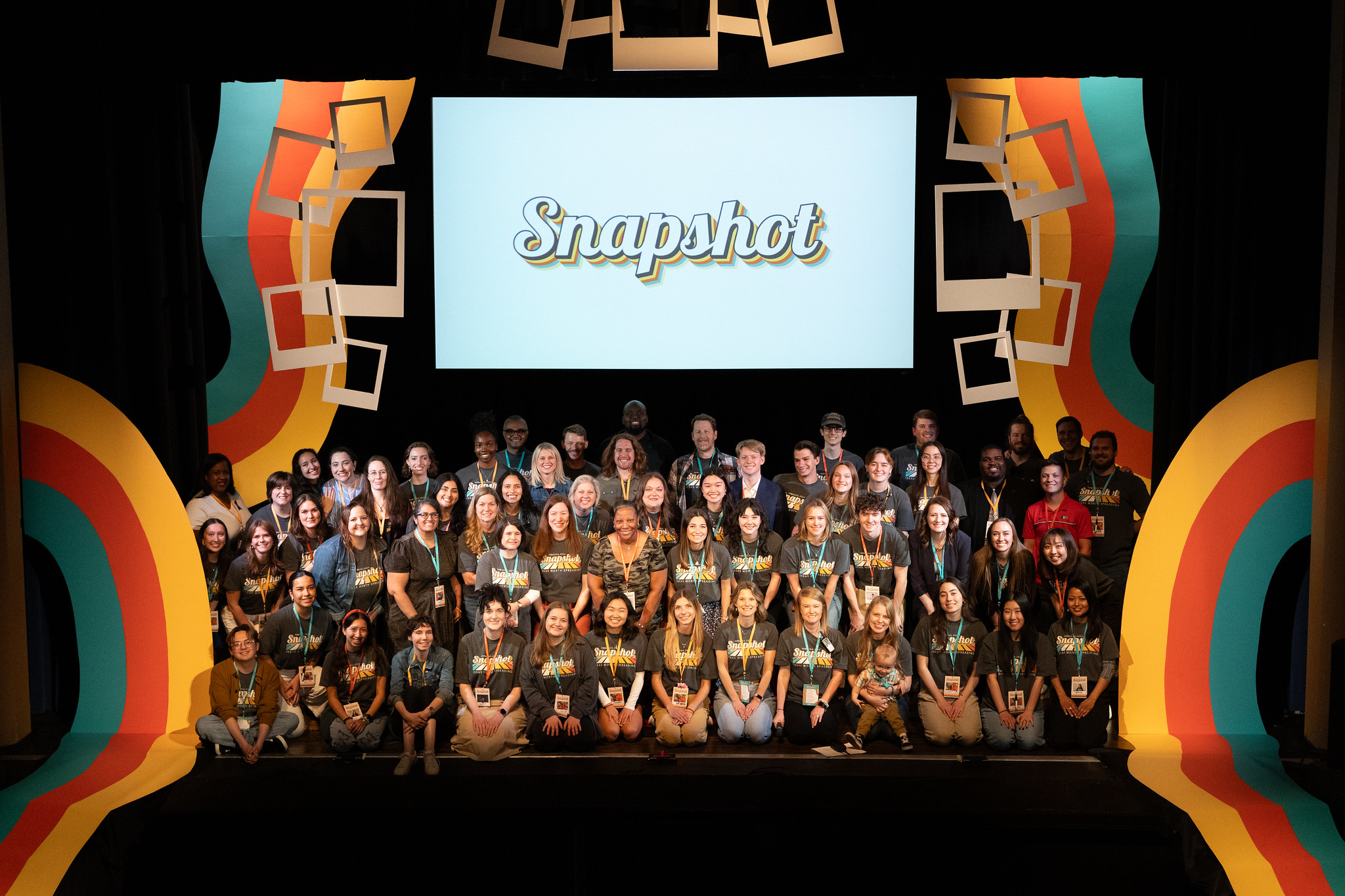 Photo of the full TEDxUGA team on stage for TEDxUGA 2024: Snapshot.